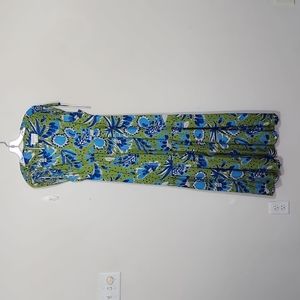 Anthropologie Vera Bluebell Green Floral Maxi Dress Size S